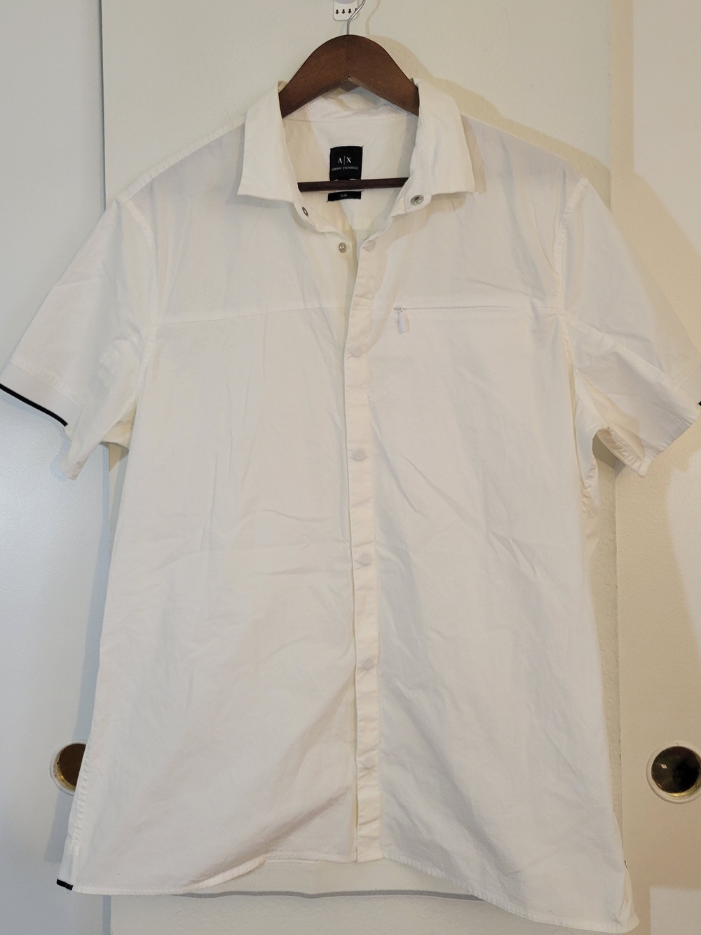 A/X Armani Exchange Men's White Short-Sleeve Button-Up Shirt